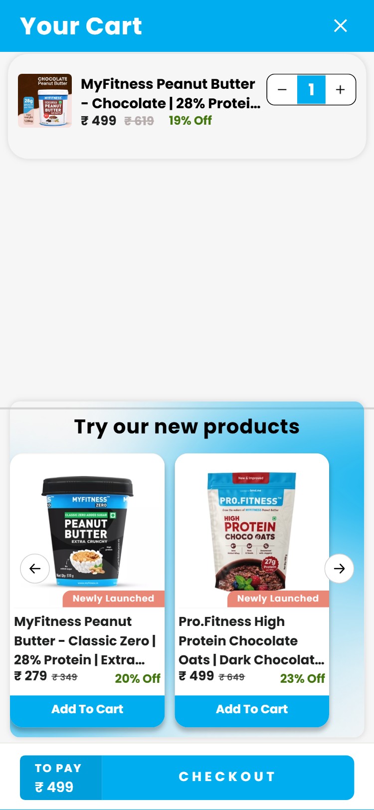 MyFitness â€” Cart Drawer (Slide-Out)