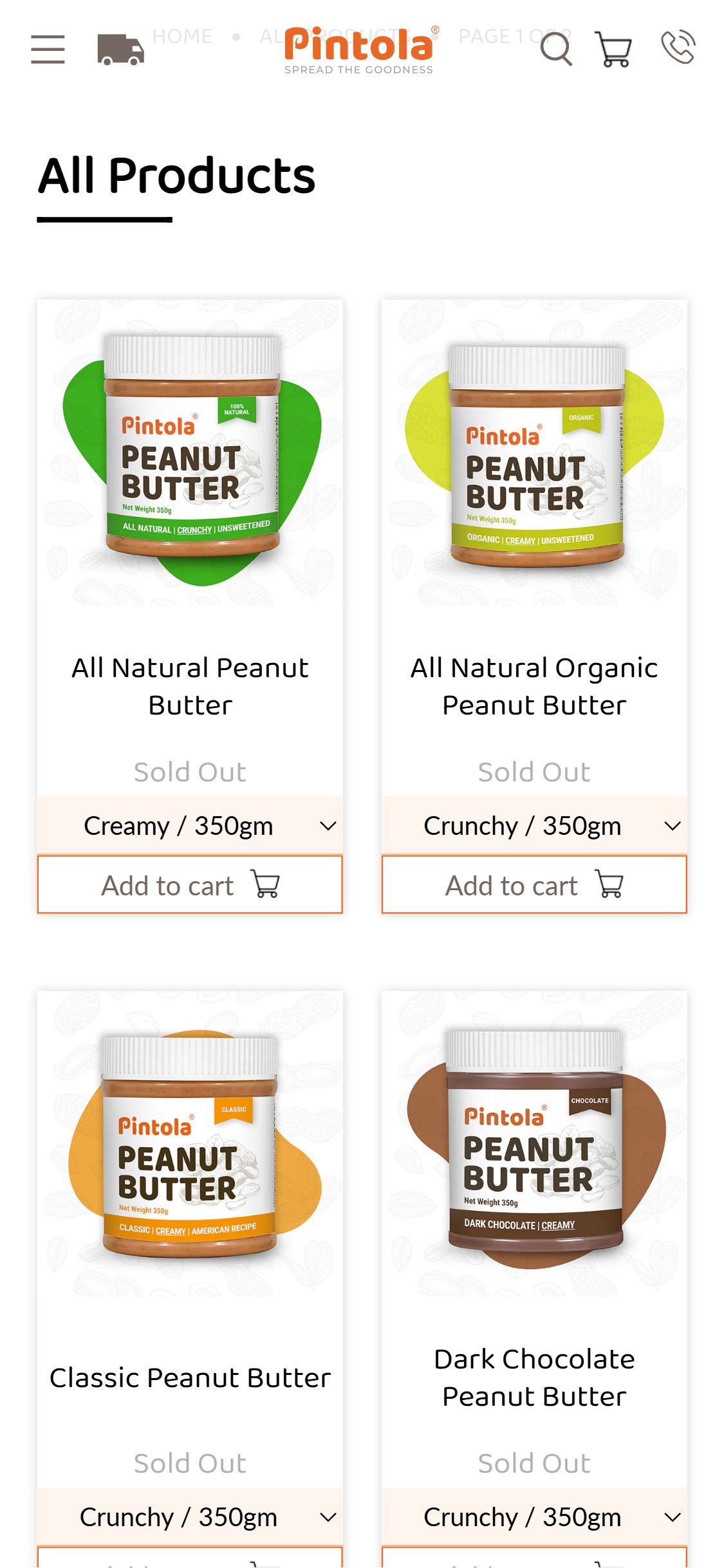 Pintola â€” Sold Out Cards (No Notify Me)
