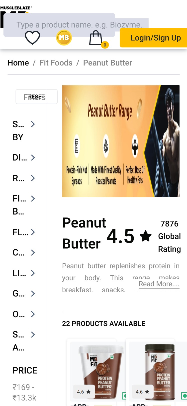 MuscleBlaze â€” Cards with Star Ratings